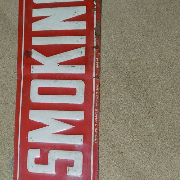 Vintage No Smoking Metal Sign Lansing B Warner Inc Chicago Red  White Decor - Picture 11 of 16